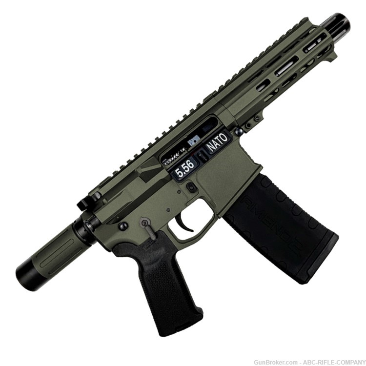 AR15 .223/556 "MINI MICRO" Custom 18" Billet Pistol 5" Barrel-OD Green-img-1
