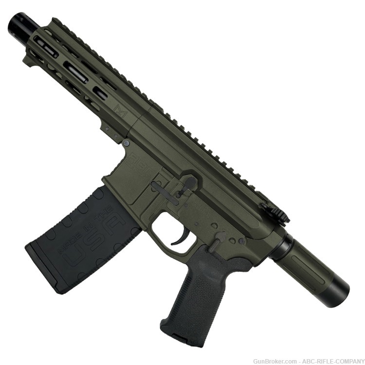 AR15 .223/556 "MINI MICRO" Custom 18" Billet Pistol 5" Barrel-OD Green-img-0