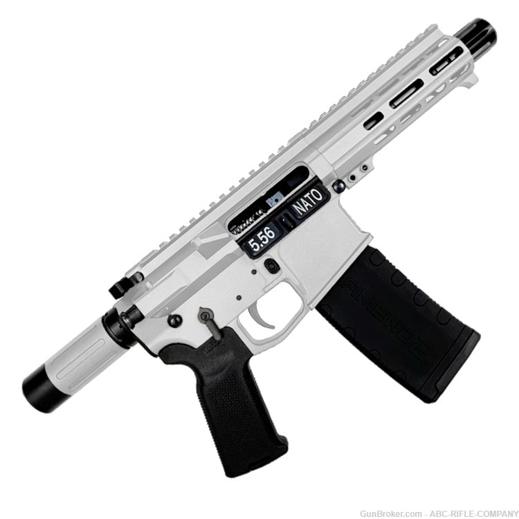AR15 .223/556 "MINI MICRO" Custom 18" Billet Pistol 5" Barrel-White-img-0