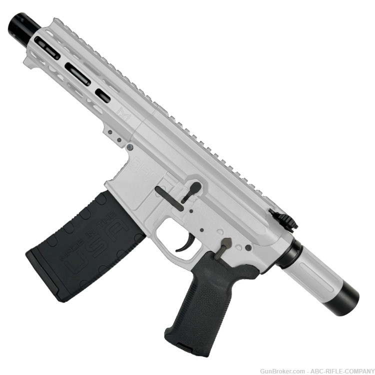 AR15 .223/556 "MINI MICRO" Custom 18" Billet Pistol 5" Barrel-White-img-1