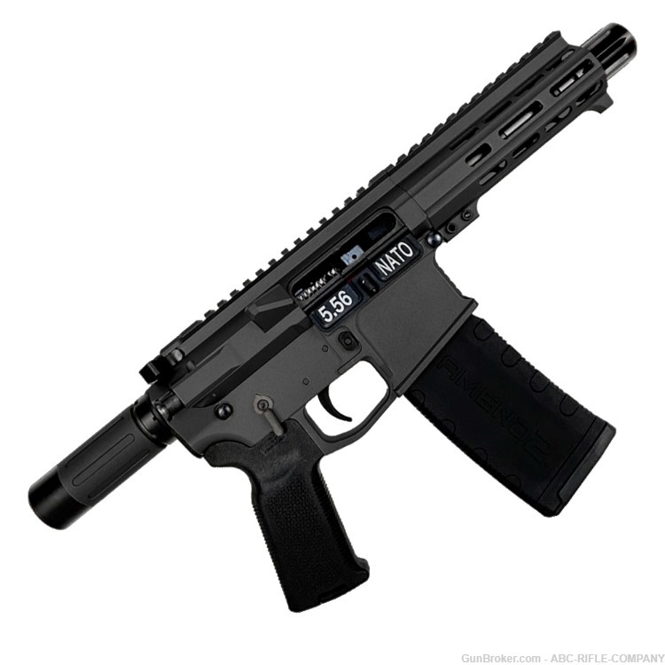 AR15 .223/556 "MINI MICRO" Custom 18" Billet Pistol 5" Barrel-Black-img-0