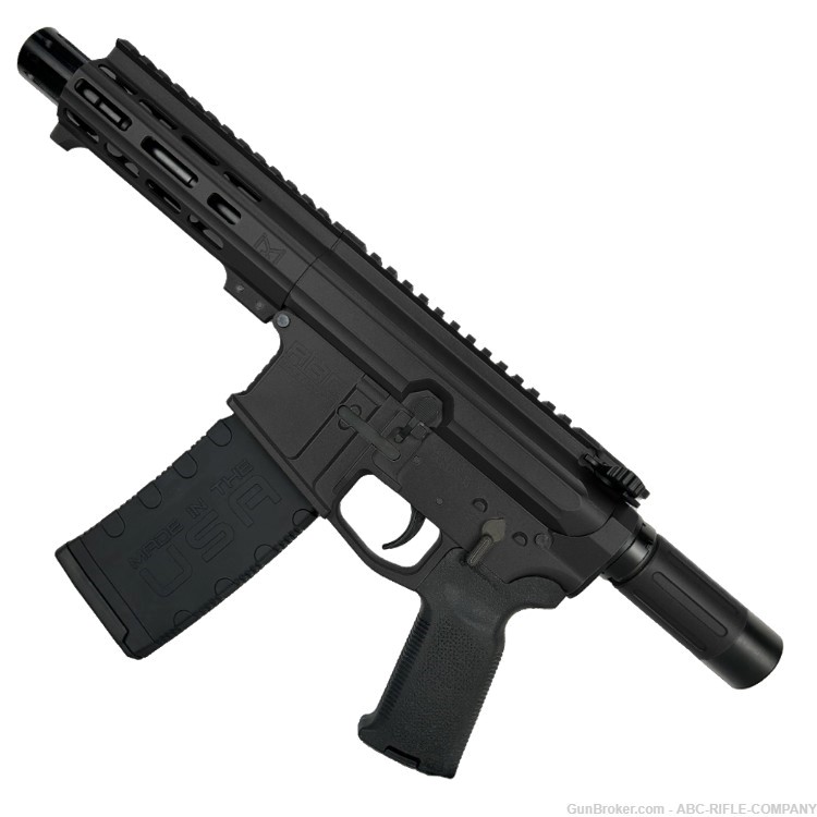 AR15 .223/556 "MINI MICRO" Custom 18" Billet Pistol 5" Barrel-Black-img-1