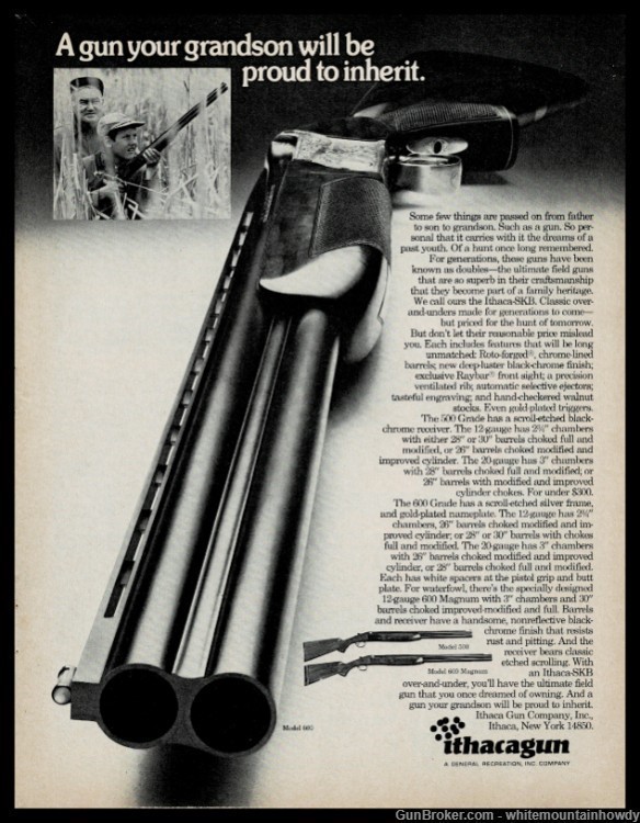 1072 ITHACA Model 600 Over Under Shotgun Vintage Photo AD-img-0