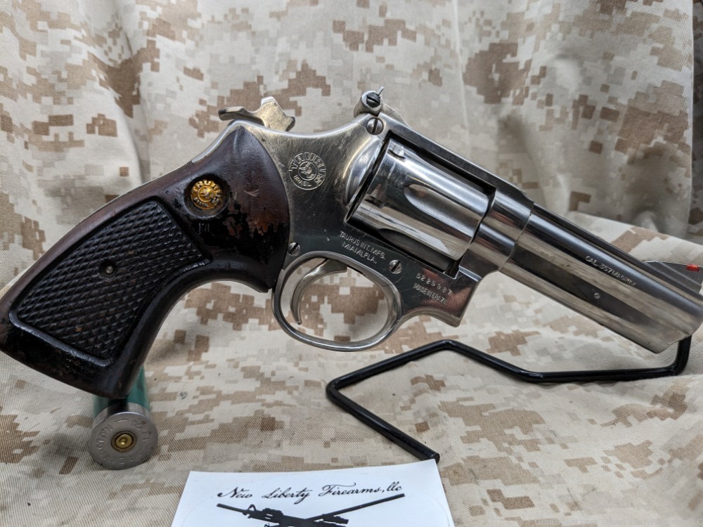Taurus 669 .357 Magnum 4" Revolver Stainless with wood Grips USED Good-img-0