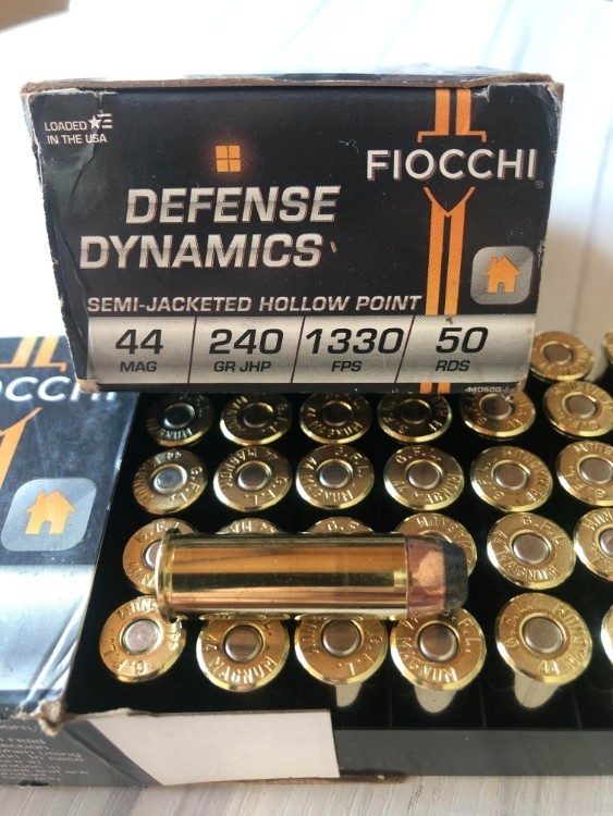 100 rounds Fiocchi 44 Rem Mag 44 Mag 240 grain SJHP Defense Dynamics-img-0