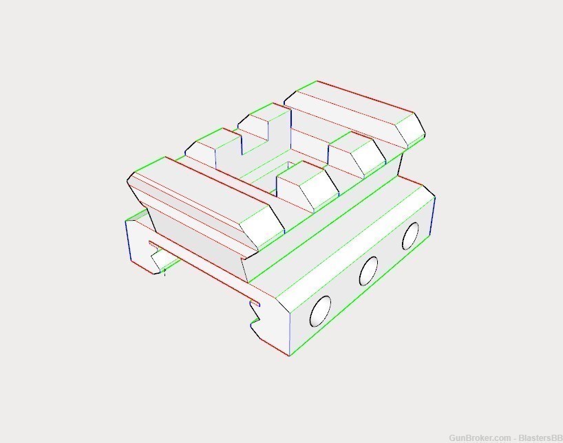 Blasters3D Picatinny Rail Adapter (3 Slots) for Nerf Hyper / Rival Blasters-img-0