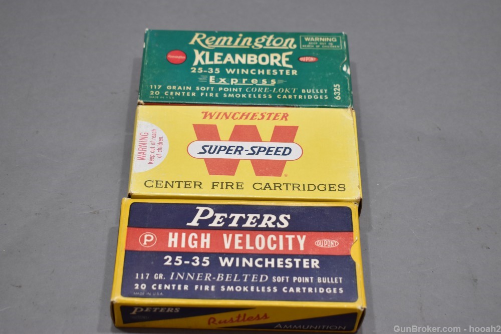 3 Fine Boxes 60 Rds Vintage 25-35 Ammunition Remington Winchester & Peters -img-0