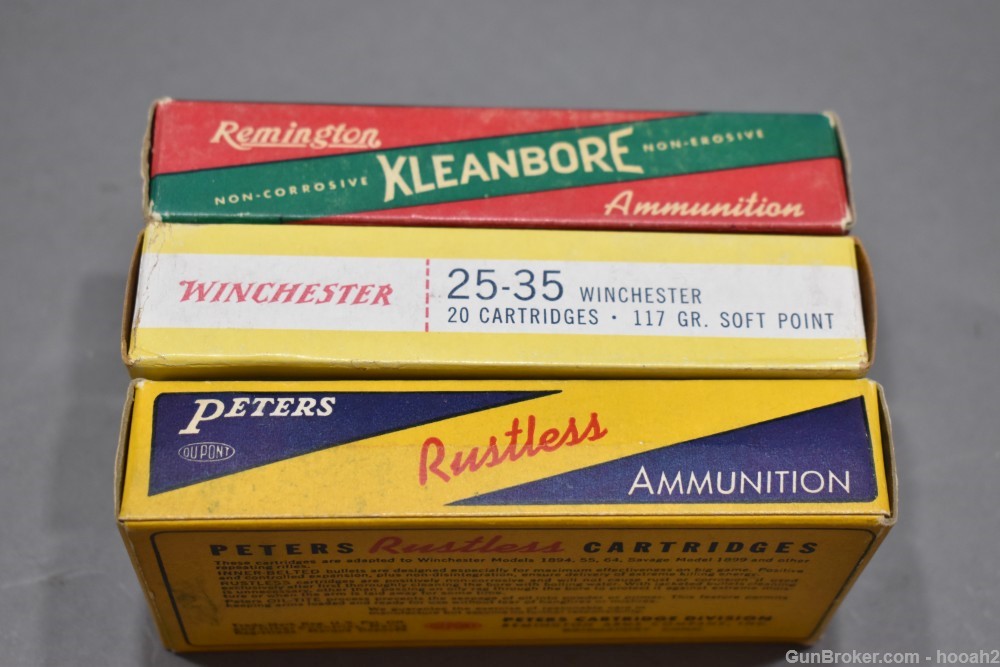 3 Fine Boxes 60 Rds Vintage 25-35 Ammunition Remington Winchester & Peters -img-2