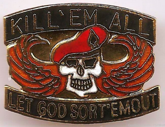 Vtg. US Army Airborne Special Forces "Kill Em All Let God Sort Em Out" Pin-img-0