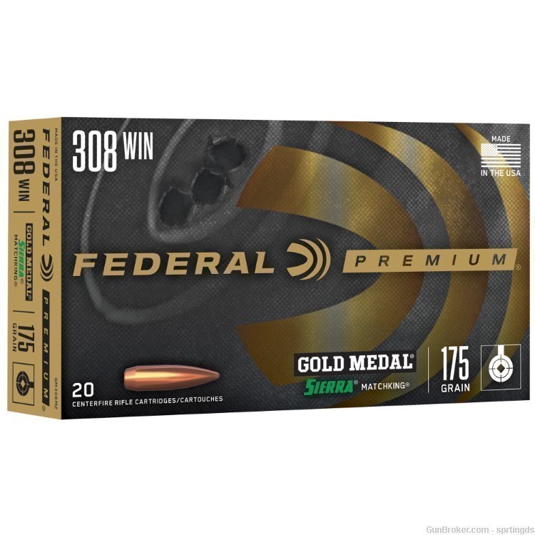 60rds Federal Premium Gold Medal .308 Win 175gr SMK Sierra Matchking-img-0