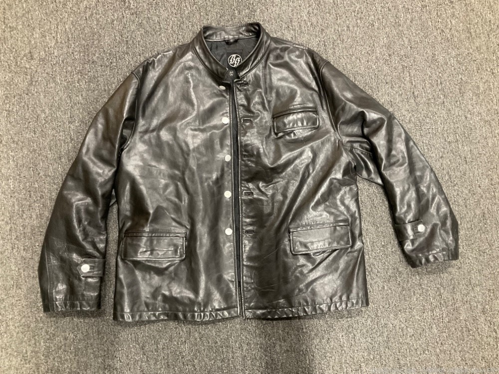 German SS black leather military coat jacket rzm ww2 -img-0