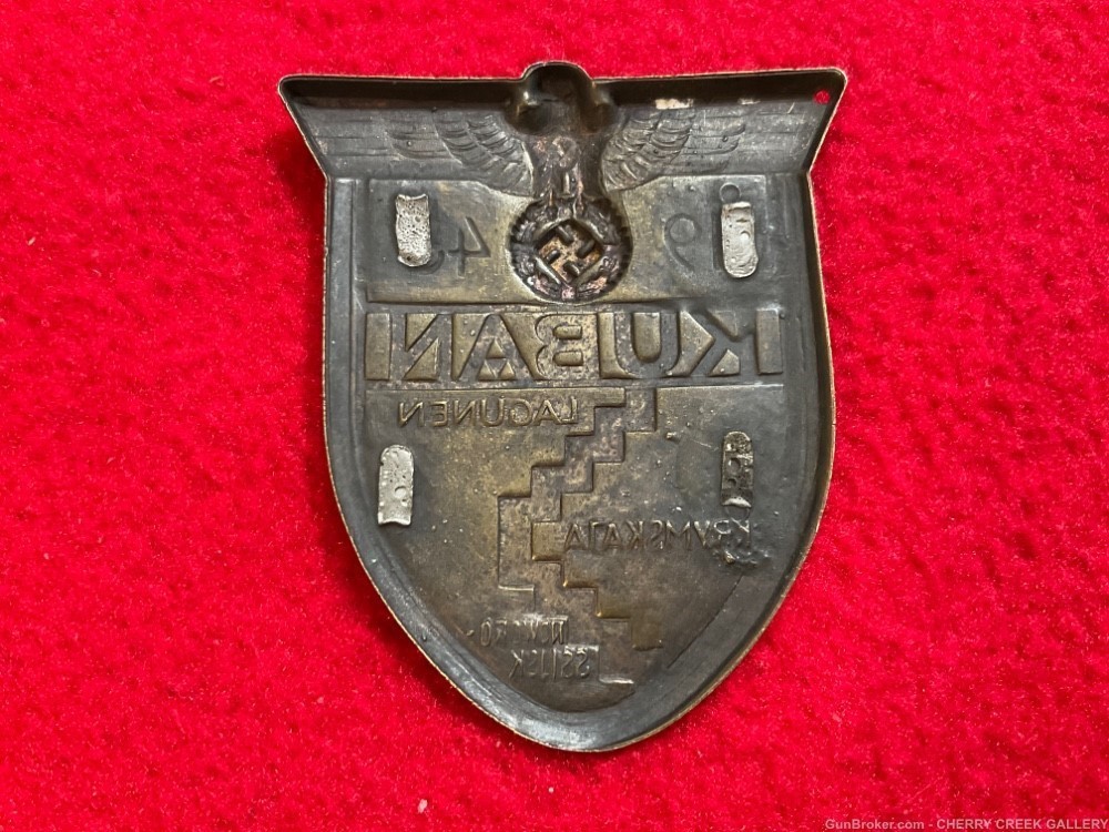 Vintage GERMAN KUBAN medal 1943 lagunen noworo ssijk ww2 eagle badge brass -img-1