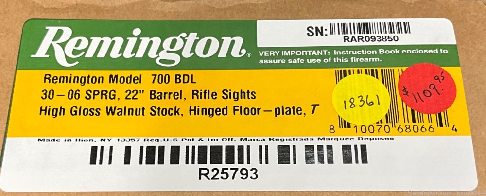 Remington 700 BDL- R25793 - Rifle Sights - Walnut Stock-Hinged Floor- 18361-img-11