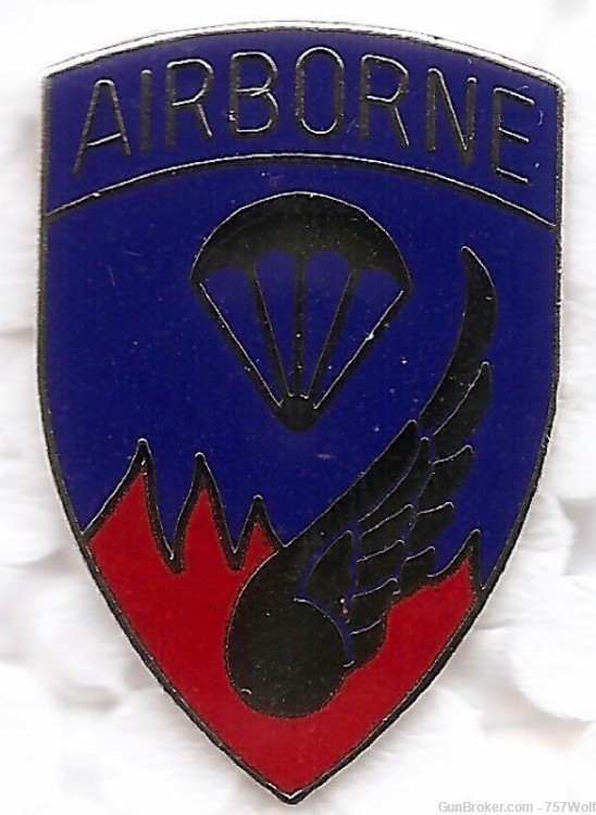 Vtg. NOS US Army DI Crest 187th Airborne Infantry Regiment Enameled Hat Pin-img-0