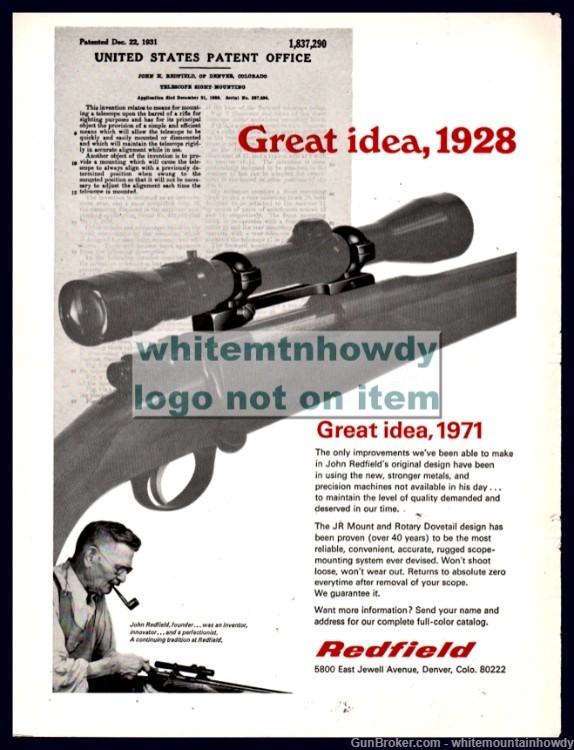 1971 REDFIELD Rifle Scope PRINT AD John Redfield Photo JR Mount shown-img-0