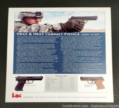 HECKLER AND KOCH SPEC SHEET - HK45, HK45C, AND P30 -img-0