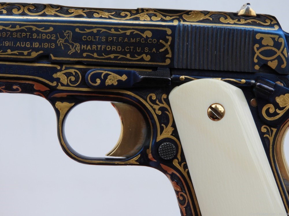 HAND ENGRAVED, GOLD INLAID, 1918 COLT BLACK ARMY  1911 45acp-img-17