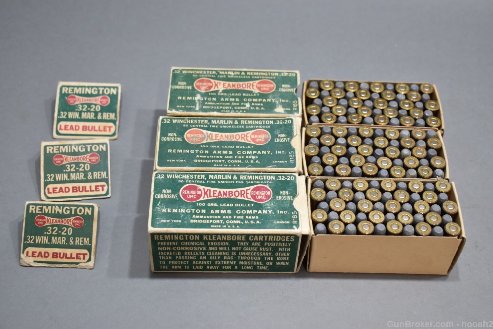 3 Full Boxes 150 Rds Vintage Remington 32-20 Dogbone R185 Ammunition -img-0