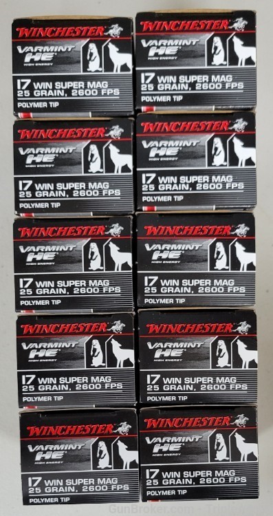 Winchester Varmint HE 17WSM 25gr polymer tip lot of 500rds S17W25-img-0