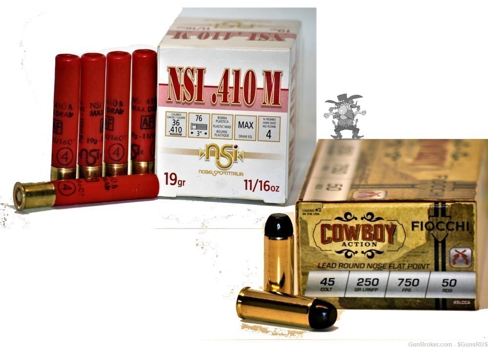 410/45 LC & COMBO Fiocchi 45LC + 3" NSI NO.4 HARD SHOT 75 ROUNDS-img-3