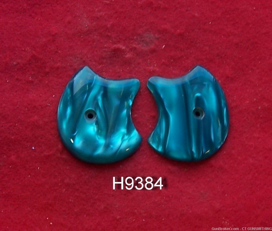 Pretty Pair of Kirinite Aqua Marine Pearl Grips for High Standard Derringer-img-1