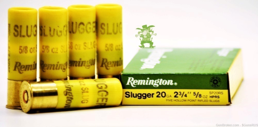 20 ga Remington SLUGGER 2¾"5/8oz 20GA  HOLLOW POINT Rifled Slug 5 Rounds-img-1