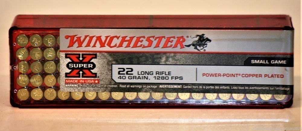 22LR Winchester SUPER-X Power Point Copper Plated 22 LR 40 Grain HP 500 RDS-img-2