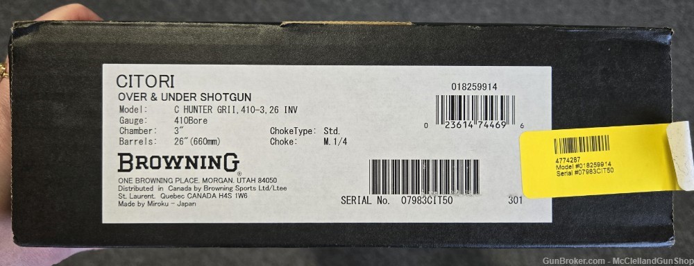 Browning Citori Hunter Grade II 410 ga 2.5" / 3" NIB O/U | 018259914-img-17