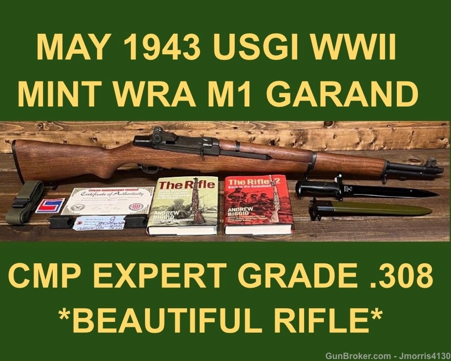 M1 GARAND WINCHESTER CMP 1943 EXPERT GRADE MATCH BARREL WWII WW2 EXTRAS-img-0