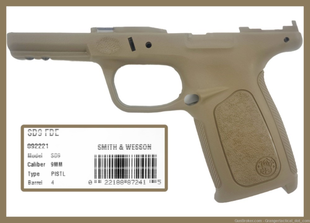 Smith & Wesson SD9 FDE Frame S&W SD9-VE Frame OEM NEW Flat Dark Earth Tan-img-0