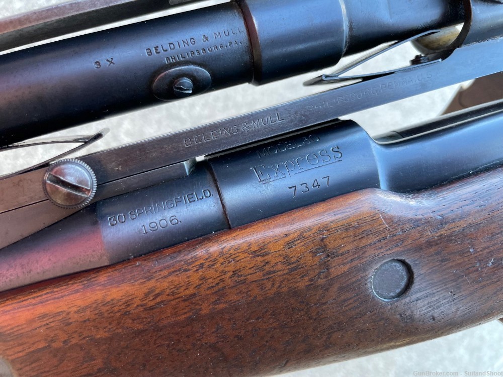 Remington 30 Express 30-06 Bolt action rifle 1906 w/ Belding & Mull scope-img-63
