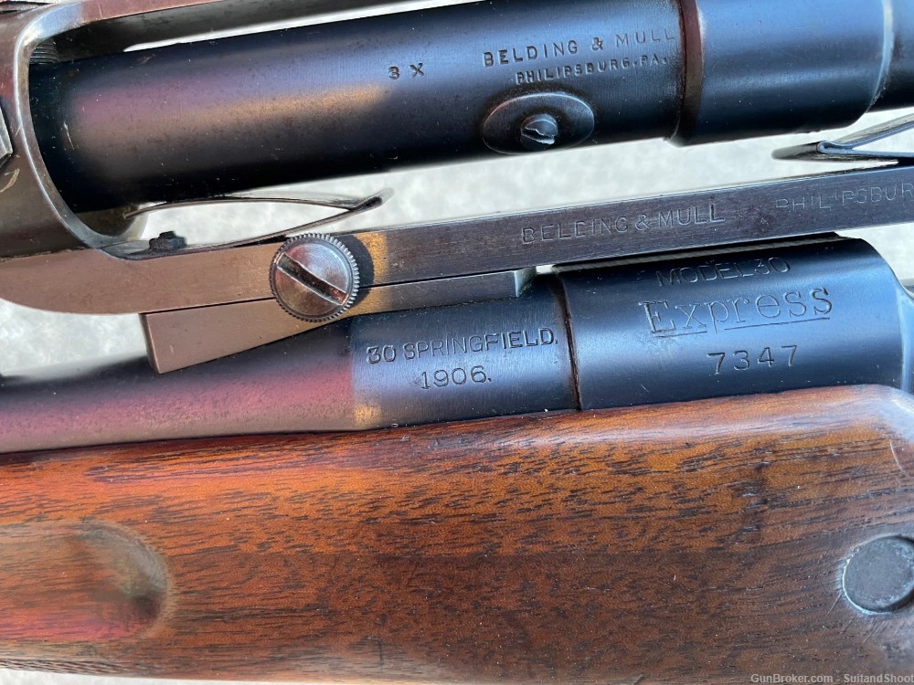 Remington 30 Express 30-06 Bolt action rifle 1906 w/ Belding & Mull scope-img-62