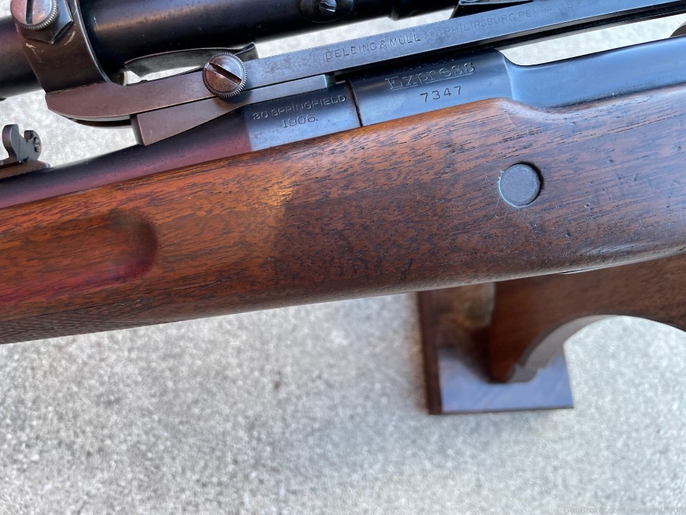 Remington 30 Express 30-06 Bolt action rifle 1906 w/ Belding & Mull scope-img-54