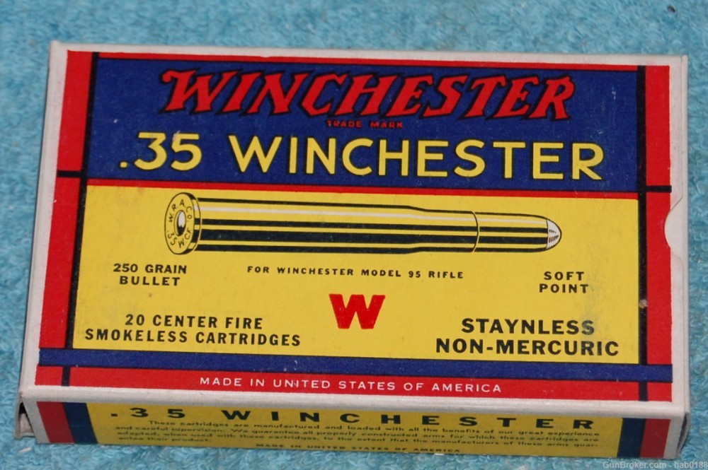 Hard To Find Vintage Full Box of Winchester 35 Win Mint Box Mint-img-3
