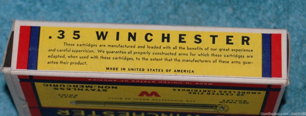 Hard To Find Vintage Full Box of Winchester 35 Win Mint Box Mint-img-5