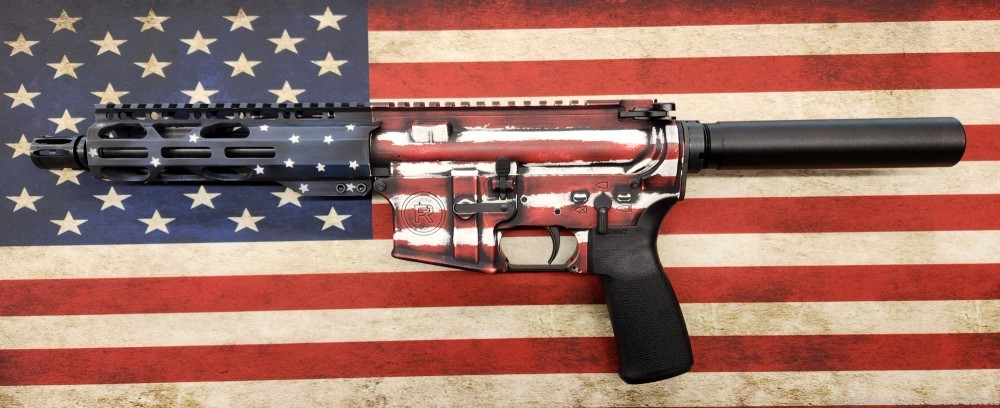 Radical Firearms AR15 pistol w/ custom Distressed American Flag Cerakote-img-1