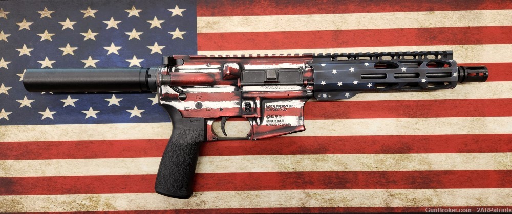 Radical Firearms AR15 pistol w/ custom Distressed American Flag Cerakote-img-0