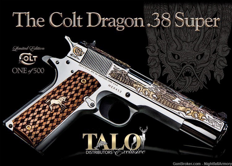 Colt TALO Edition DRAGON 1911 .38 Super Pistol 24k gold & copper 1 of 500 !-img-0