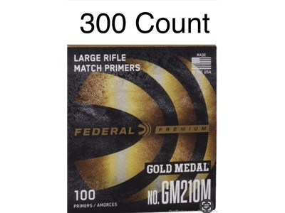 Federal Premium Gold Medal No. GM210M Large Rifle Primers (300 count)
