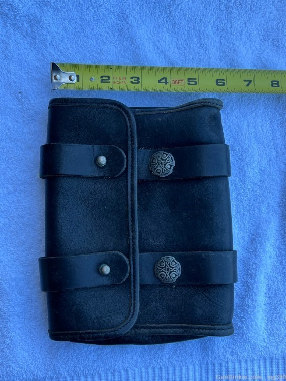 HANDMADE LEATHER POSSIBLES BLACK POWDER SHOOTING BAG, SILVER BUTTONS-img-6