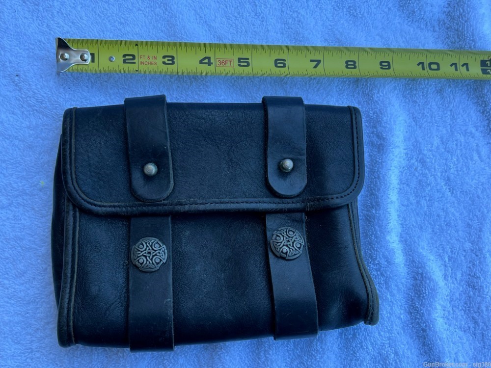 HANDMADE LEATHER POSSIBLES BLACK POWDER SHOOTING BAG, SILVER BUTTONS-img-5