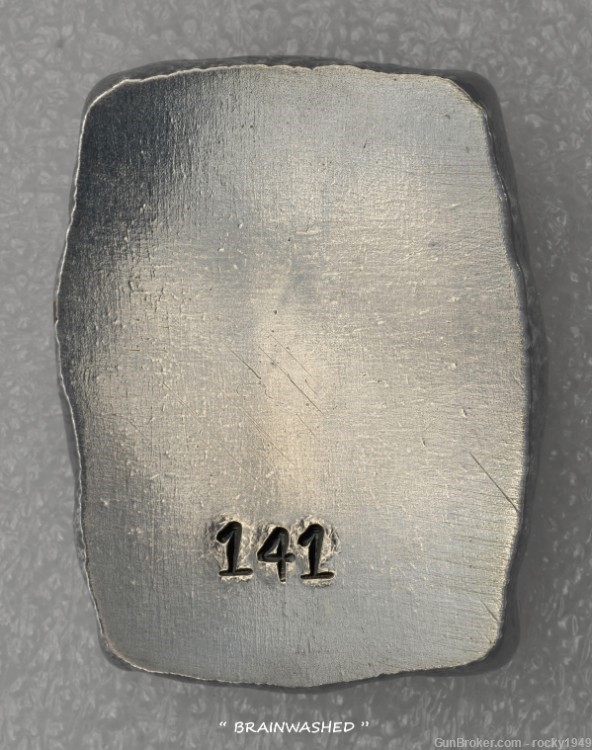 BRAINWASHED - 2oz .999 fine silver hand pressed art bar-img-1