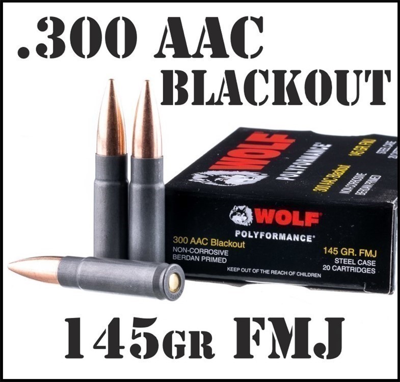 100rds Wolf Polyformance™ .300 AAC Blackout 145gr FMJ Poly + FAST SHIP-img-0