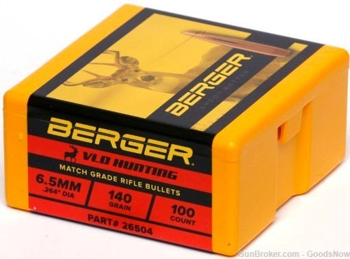 Berger VLD Hunting 6.5 MM 140 gr 26504 100 .264 Berger Hunting VLD 6.5-img-0