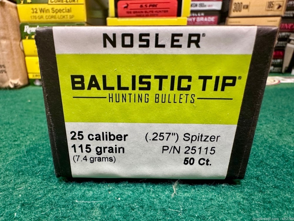 50  .25 Cal .257" Nosler Ballistic Tip 115 gr  bullets 25-06 257 Weatherby-img-0