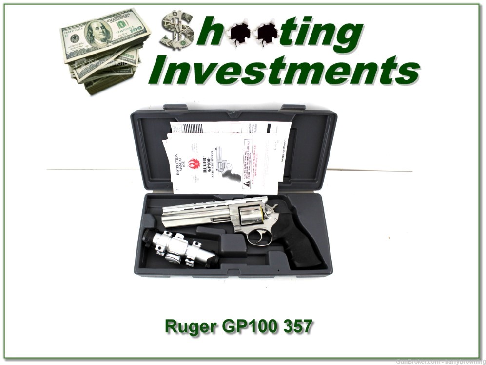 Ruger GP-100 Stainless 357 Mag 6in in case with scope-img-0