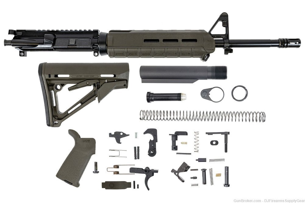 AR-15 Mid-Length 5.56mm 16" Complete Parts Kit w/ MAGPUL Stock, Grip & MOE-img-0