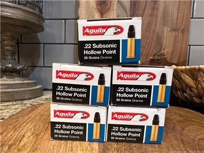  Aguila 22 long rifle 250 RDS hollow points SUBSONIC low Noise no CC FEES