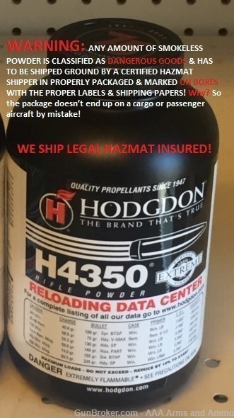 Hodgdon H4350 powder - 1 POUND - H4350 - 2022 LOT-img-0