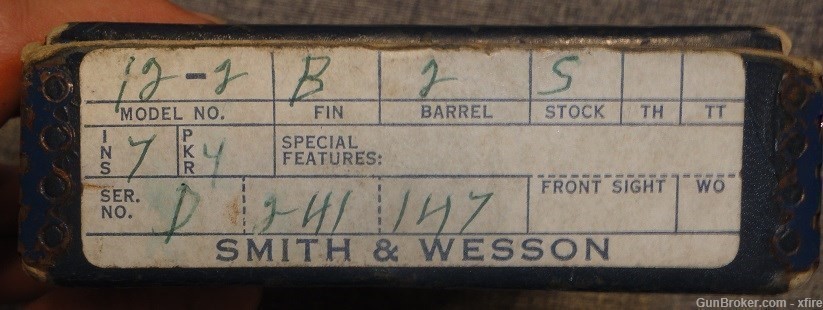S&W Smith & Wesson Model 12 Airweight Revolver Factory Box w/Original Paper-img-1
